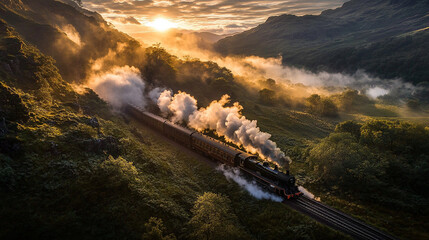 Nostalgic Scene of a Vintage Steam Locomotive in Motion (Version 6)