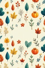 Charming hand-drawn eco friendly elements, seamless repeat, illustration, sketch