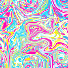 Holographic seamless pattern. The effect of flowing iridescent liquid. Psychedelic effect. Fairy tale unicorn trend background. 90s fashion..