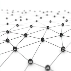 3D glyph icon symbolizing network for digital connectivity, white background.