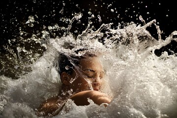 Fototapeta premium Elegant water splash image illustration, giving a fresh and cool visual effect