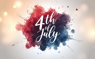 4th of July artistic celebration with colorful splashes and watercolor effect