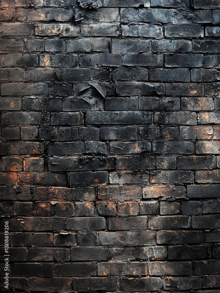 Poster weathered brickwork: a close-up of a textured and aged brick wall, with variations in color, adding 