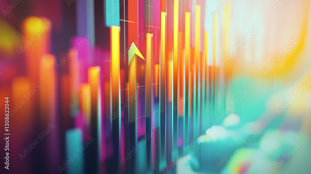 Poster abstract colorful business growth chart data visualization graphic trend arrow design modern upward