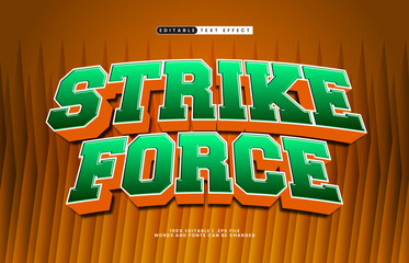 strike force editable text effect with a baseball and sport text effect