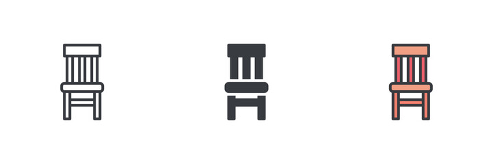 Wooden chair different style icon set