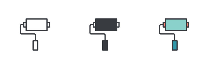 Paint roller different style icon set