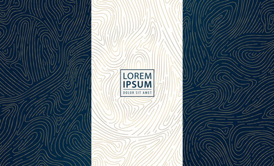 Vector gold wave line pattern, organic abstract texture. Chocolate, wine, perfume, candy premium package. Wood texture graphic.