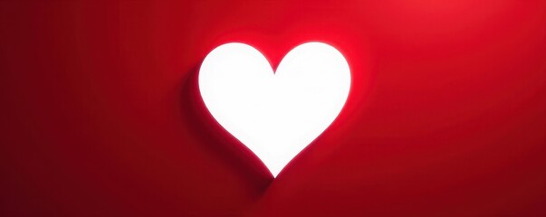 Bold white heart silhouette on deep red Perfect for romantic themes , amore, card, passion