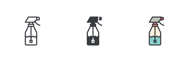 Spray bottle different style icon set