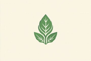 Clean geometric basil leaf logo designed for herbal branding in fresh green tones featuring minimalistic line art style