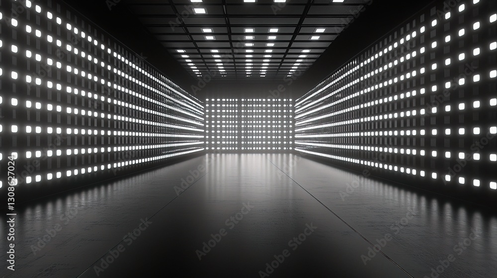 Aufkleber business background with led light blocks in modern setting