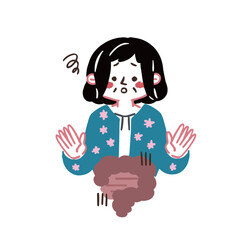 腸内環境が悪い女性のイラスト　腸内環境についてのイラスト