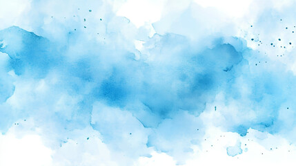 Fototapeta premium Blue watercolor creates serene background, a calming wash of color with soft edges and a transparent center, ideal for adding a tranquil touch to your designs 