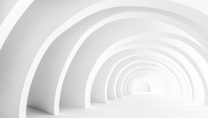 Obraz premium Abstract white arched tunnel perspective