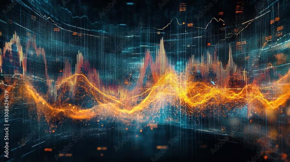 Aufkleber digital business performance chart with vibrant lines and scale