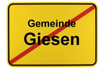 Illustration eines Ortsschildes der Gemeinde Giesen in Niedersachsen