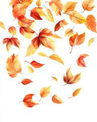 Obraz premium Golden Autumn Leaves: A vibrant collection of golden and auburn leaves gently fall, depicting the enchanting beauty of autumn with its warm hues and delicate details.