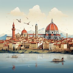 Obraz premium Florence in Minimalist Style: A Creative Cityscape Representation