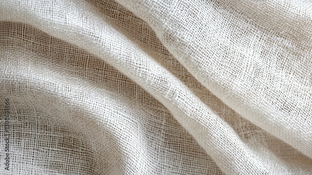 Poster close-up view of elegant white fabric with fine textured lines