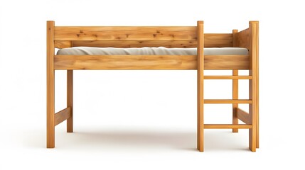 Loft Bed: A sleek, modern loft bed, crafted from warm wood, offers a practical and stylish sleeping solution, seamlessly blending functionality with minimalist design.