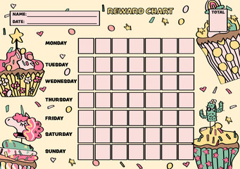 Cute cupcake reward chart for the classroom or house use.