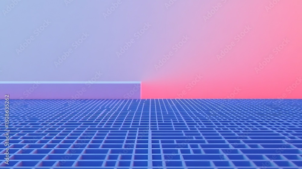 Poster a geometric backdrop featuring a grid and gradients of color