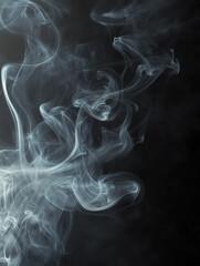 Obraz premium Ephemeral Swirl: Elegant wisps of ethereal smoke dance and weave against a dark background, capturing the subtle beauty of transience and the allure of the unseen.