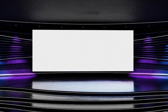 Event Stage design for business conferences, corporate projects presentations, shareholders event or meeting with slides on projection screens