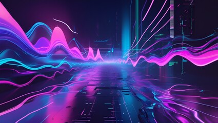 Electric blue lights burst across a digital space, evoking a vibrant nightclub concert