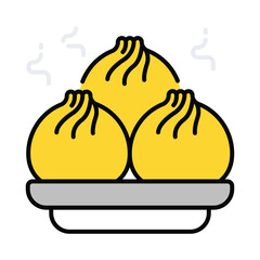 Dumpling vector filled outline icon. EPS 10 file