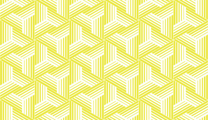Abstract geometric pattern with stripes, lines. Seamless vector background. White and yellow ornament. Simple lattice graphic design
