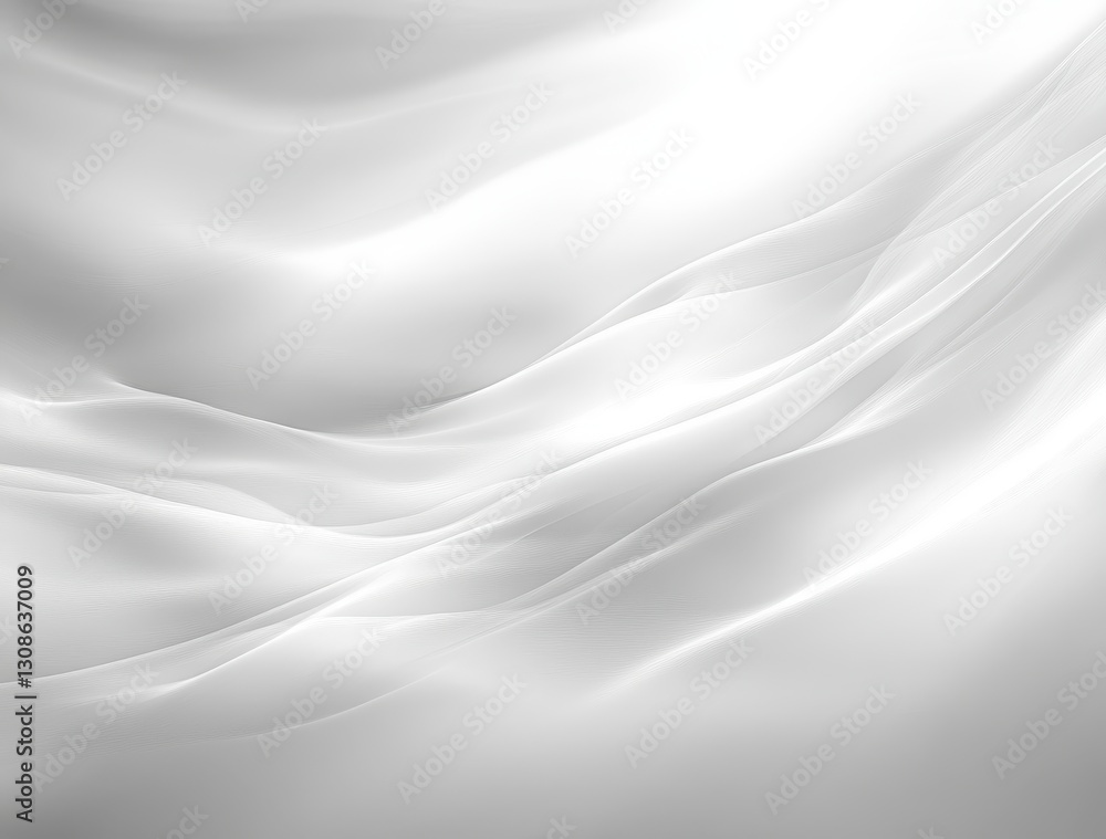 Poster soft and ethereal white abstract background with flowing waves and gentle light shining through for 