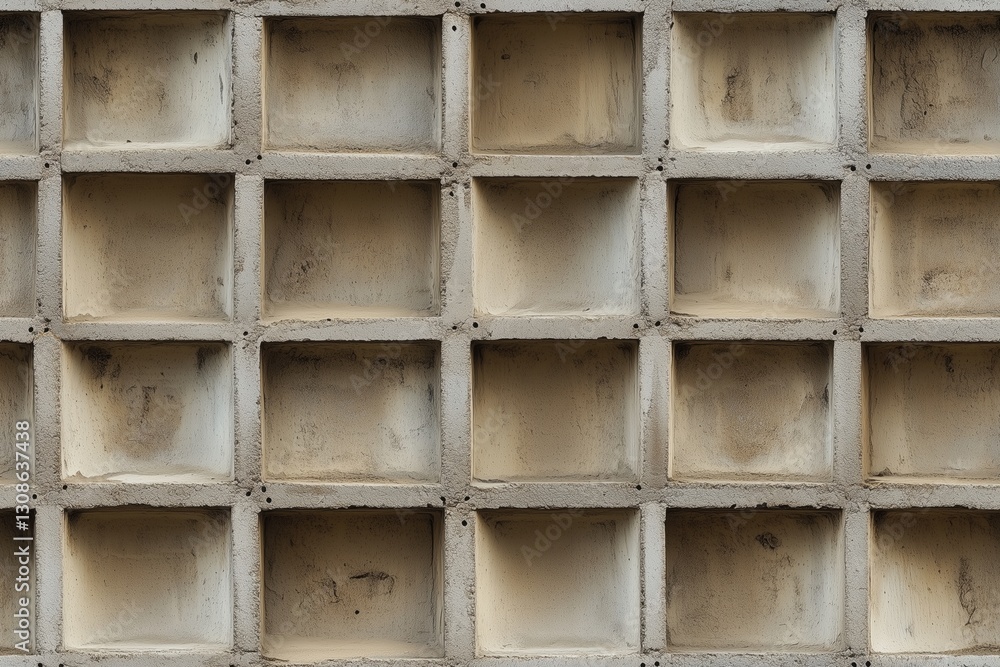 Aufkleber seamless sloppy cinder block textured concrete block wall featuring a grid pattern of square opening