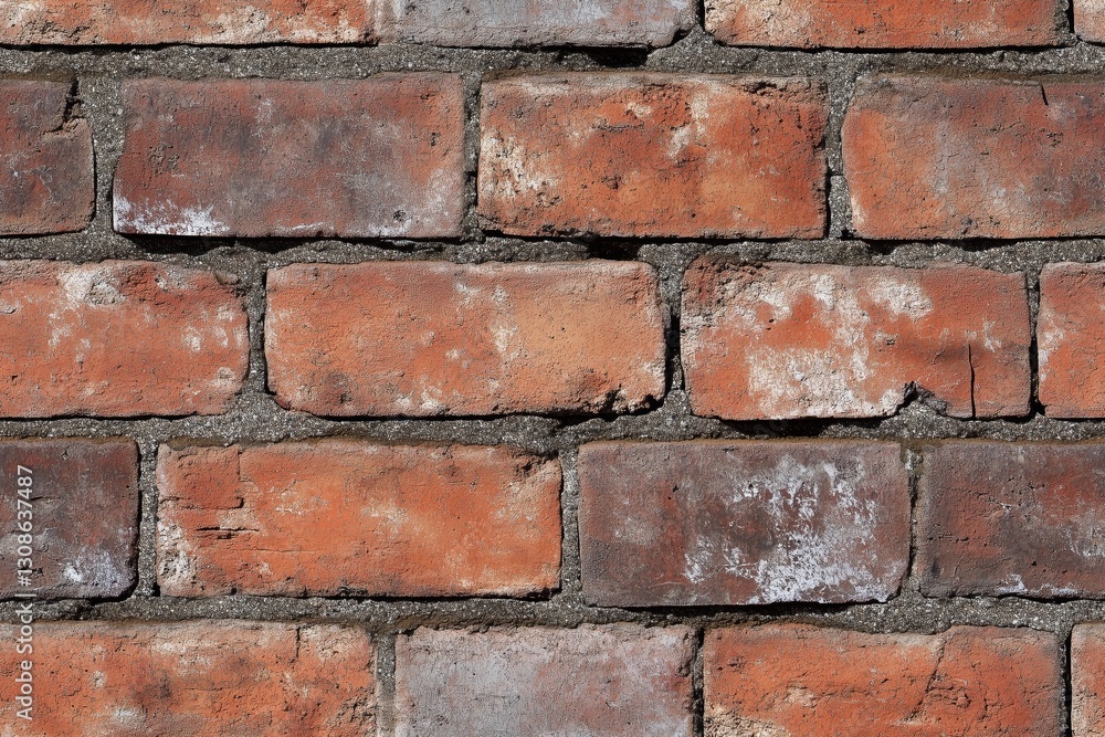 Poster seamless sloppy cinder block rustic red brick wall, showcasing the texture and color variations of t