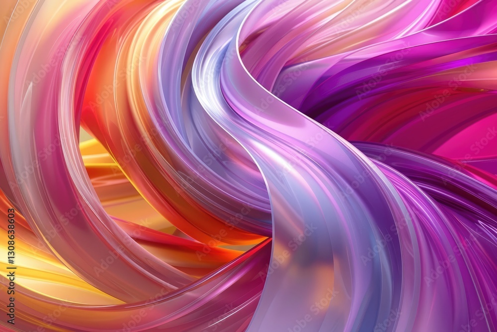 Poster Vibrant abstract waves in red, orange, and purple. Close up of gradient vibrant color from fabric material. Dynamic digital art for backgrounds and design. Motion shot design. Fluid pattern. AIG51.