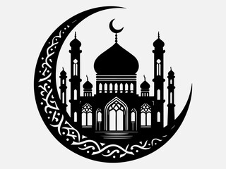 Eid Mubarak Silhouette Vector Illustration