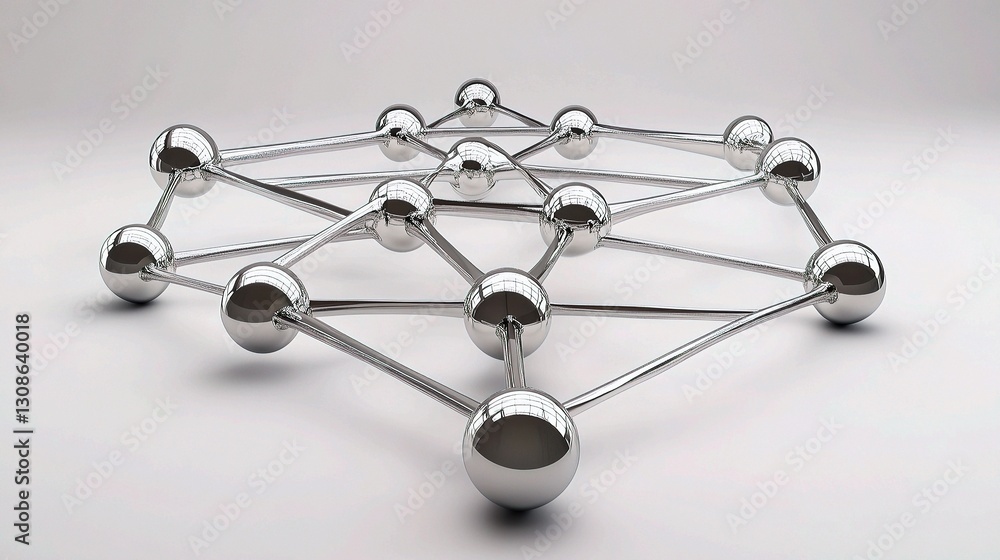 Poster 3d business network representation with connecting lines and nodes