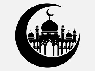 Eid Mubarak Silhouette Vector Illustration