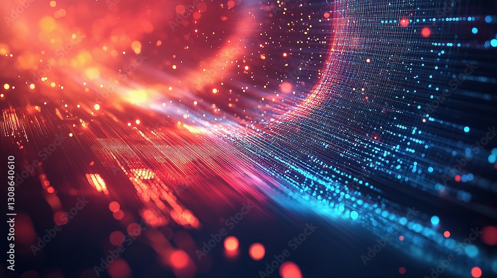 Aufkleber abstract technology background with glowing lines and particles