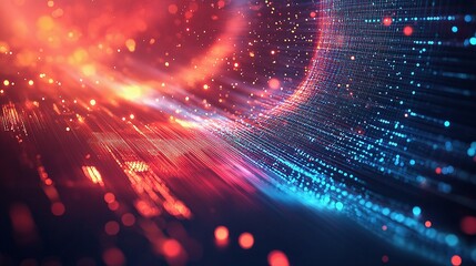 Obraz premium Abstract Technology Background with Glowing Lines and Particles