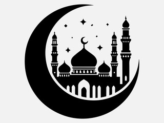 Eid Mubarak Silhouette Vector Illustration