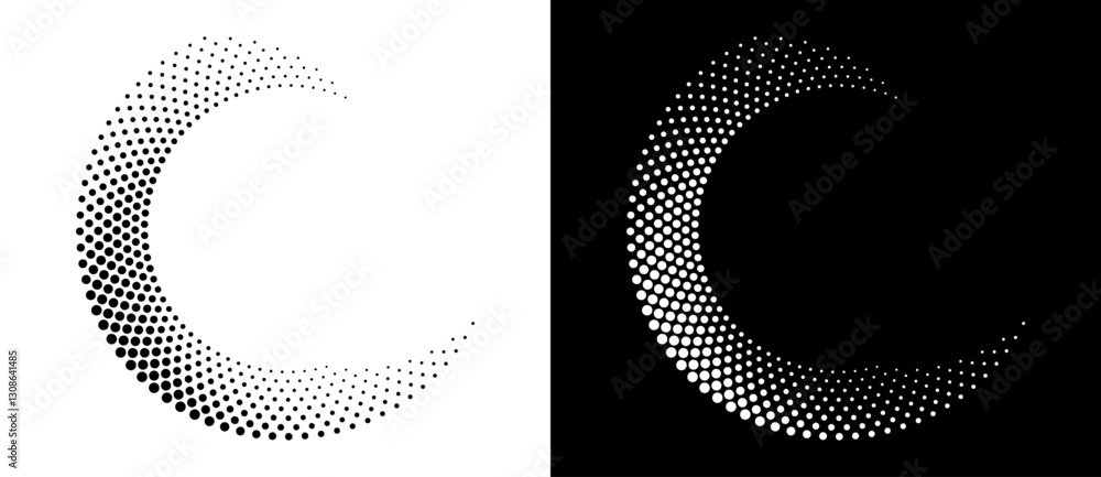 Aufkleber modern abstract background. halftone dots in circle form. spiral logo, icon or design element. black