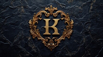 A high-end, elegant monogram logo featuring gold foil embossing, intricate typography, and a deep black velvet background. Ideal for luxury brands, fashion designers, and premium boutiques