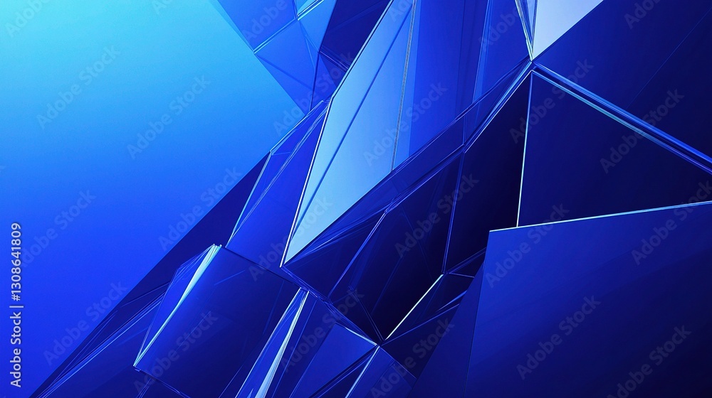 Aufkleber abstract geometric shapes and lines in dynamic blue composition