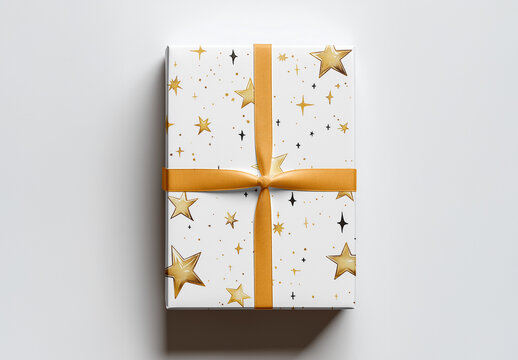 Realistic Gift Box Mockup with Elegant Ribbon, Festive Wrapping, and Holiday Packaging for Branding and Presentations