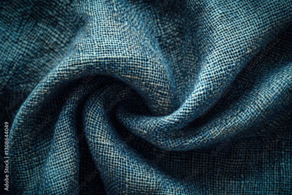 Poster close-up of textured teal fabric, showing intricate weave and soft folds.