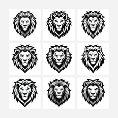 Download a high-quality lion head vector with sharp, flowing lines and a fierce expression. Perfect for logos, tattoos, and digital artwork in a bold tribal style.