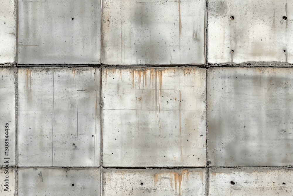 Poster seamless plate fence concrete wall with a grid pattern, featuring weathered and stained surfaces. th