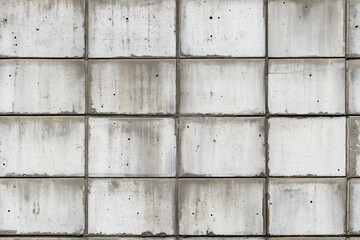 Seamless plate fence concrete wall featuring a grid of large, rectangular blocks. The surface shows signs of wear, with stains and texture variations, creating an industrial aesthetic.